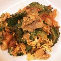 なーなちゃん's cooksnap of when they made 豚キムチ＆ゴーヤの玉子とじ.