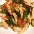 ＊にょにょん＊'s cooksnap of when they made オクラとささみのキムチマヨネーズ合え.