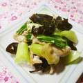 yasutonton's cooksnap of when they made 青梗菜きくらげ豚肉のにんにく塩炒め.