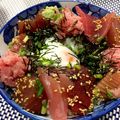 フジぽん's cooksnap of when they made まぐろのたたきご飯♡温玉のせ(´艸｀*).