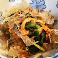 まめれい's cooksnap of when they made 小松菜の油揚げ入りキムチ炒め　(•ө•).