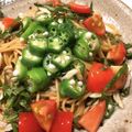 9ma83's cooksnap of when they made オクラと茗荷の冷製パスタ.