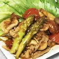 主夫あまこ's cooksnap of when they made 彩り☆アスパラとミニトマトの豚コマ炒め☆.