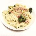小山紫苑's cooksnap of when they made コーンスープの素でカルボナーラうどん♪.