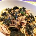 romaric's cooksnap of when they made 家にある食材で！絶品納豆ツナパスタ.