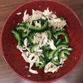 ハッチム's cooksnap of when they made ゴーヤとささみの梅かつお和え.
