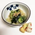 ごん☺︎'s cooksnap of when they made 簡単♬きゅうりとわかめのマロニーサラダ.