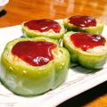 猫のオソマ's cooksnap of when they made 輪切りピーマンの肉詰めピカタ風.