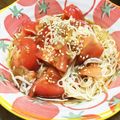 YUKIKI☆'s cooksnap of when they made トマトと茗荷、しらすの冷たいパスタ.