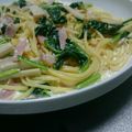 モルミキ☆'s cooksnap of when they made ほうれん草とベーコンのクリームパスタ.