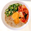 _mio_'s cooksnap of when they made 我が家の丼 簡単納豆キムチオクラ手抜き丼.
