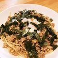 タロニャン's cooksnap of when they made おひとりさまの残り鶏そぼろで親子パスタ.