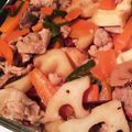 まるちゃんとごはん's cooksnap of when they made 豚肉とレンコンの甘辛炒め.