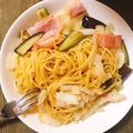 minamatsuy's cooksnap of when they made なすとベーコンの和風バター醤油パスタ.