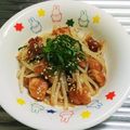もぐ・ω・くま's cooksnap of when they made 鶏皮ともやしのポン酢和え（ラー油入り）♡.