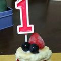 ルイユイ♡mom's cooksnap of when they made 1歳の誕生日ケーキ♡.