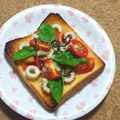 nosso's cooksnap of when they made トマト・ちくわの塩昆布・バジルトースト.