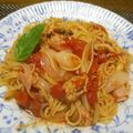 ジョングレ's cooksnap of when they made *ツナとベーコンしめじのトマトパスタ*.