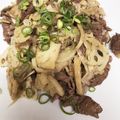 ふじりー's cooksnap of when they made キノコと牛肉のガリバタ醤油ぽん酢炒め.