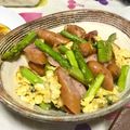 waiY12's cooksnap of when they made アスパラとウィンナーの炒り卵.