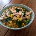 LiLi's cooksnap of when they made コーンと焼き鮭とネギとごまの素麺♡.