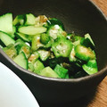 mami♪123's cooksnap of when they made 簡単 おくらときゅうりのおかか醤油和え.