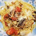 クックY08S17☆'s cooksnap of when they made 鯖缶とトマトとキャベツのオイルパスタ.