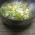 かぢゅ♥'s cooksnap of when they made 白葱とコーン・枝豆のコンソメスープ.