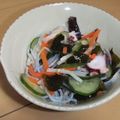きらり流れ星's cooksnap of when they made タコとオクラのワカメの酢の物.