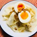 島子☆'s cooksnap of when they made キャベツと半熟卵と鰹ぶしのごま油ニンニク.