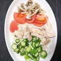 ワンコ！'s cooksnap of when they made 鳥モモとオクラのさっぱりひやうどん.