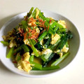 うさぽんぽん♪'s cooksnap of when they made 簡単♪小松菜と卵のめんつゆ炒め.
