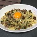 FlGARO's cooksnap of when they made カリカリ納豆とひき肉の焦がし醤油スパゲッティ.