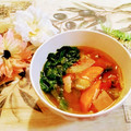ももちゃんのれしぴ's cooksnap of when they made レタスとトマト きのこのコンソメスープ♪.