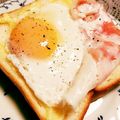 Mocci。's cooksnap of when they made 目玉焼きベーコントースト（ラピュタパン）.