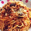 mmk0804's cooksnap of when they made ✿なすと挽肉のボロネーゼ風スパゲッティ✿.