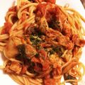 みづあず's cooksnap of when they made モッツァレラとバジルのトマト缶パスタ★.
