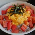 ４人娘ｍａｍａ's cooksnap of when they made 簡単ひとりランチ♬トマト 卵 しらす丼♬.