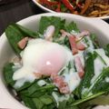 猫カルビ's cooksnap of when they made 手作り温泉卵♪ほうれん草のシーザーサラダ.