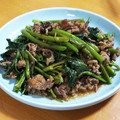 すうがん's cooksnap of when they made 空心菜と牛肉の中華風黒酢炒め.