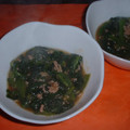 Jock's cooksnap of when they made 黒酢で❀小松菜と挽肉のオイソイソー酢炒め.