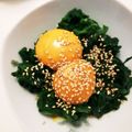 クックE662AA☆'s cooksnap of when they made 超簡単！ニラのおひたし卵黄の醤油漬けで.