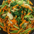 あっちん３人のママ's cooksnap of when they made 小松菜と油揚げのいりこ入りめんつゆ炒め.