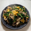 ♪ゆかたん♡'s cooksnap of when they made 豚肉とほうれん草のふわふわ卵炒め.