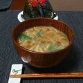 ダイナマイト漆黒's cooksnap of when they made なめことつるむらさきの味噌汁.