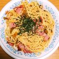yukari527's cooksnap of when they made ベーコンと高菜のにんにく醤油パスタ♡.