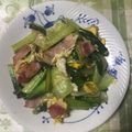 クックHGUL5K☆'s cooksnap of when they made 時短＊チンゲン菜とベーコンの卵とじ炒め.