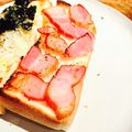 kaokaofood's cooksnap of when they made ✿ベーコンのせただけトースト✿.