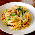 しゅーこ♪☆♡'s cooksnap of when they made 鮭とほうれん草の和風クリームパスタ.