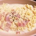 showow12's cooksnap of when they made ラーメンで濃厚カルボナーラ♪.